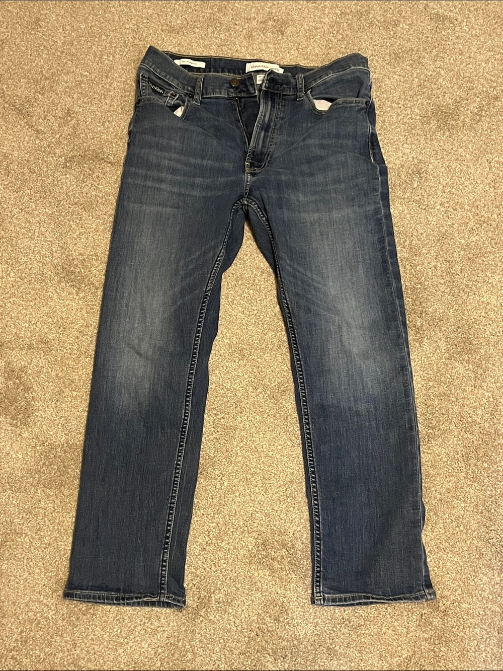 Calvin Klein Men's Straight Jeans in Medium Blue Wash